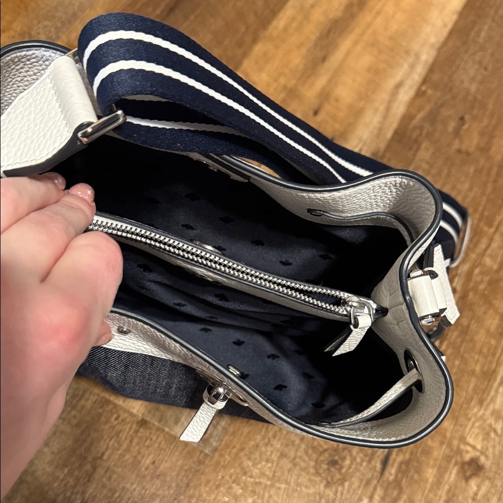 Kate Spade Navy and White Shoulder Bucket Bag - Picture 7 of 9